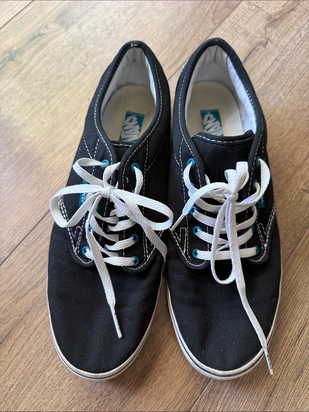 Women’s Vans Shoes 9.5 black with blue accents